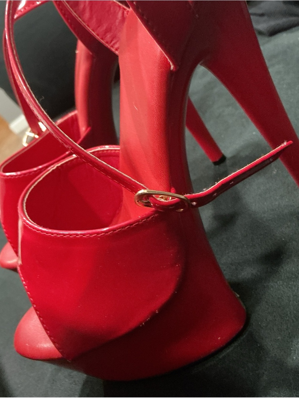 SHEIN Red Platform Stiletto Sandals with Ankle Strap